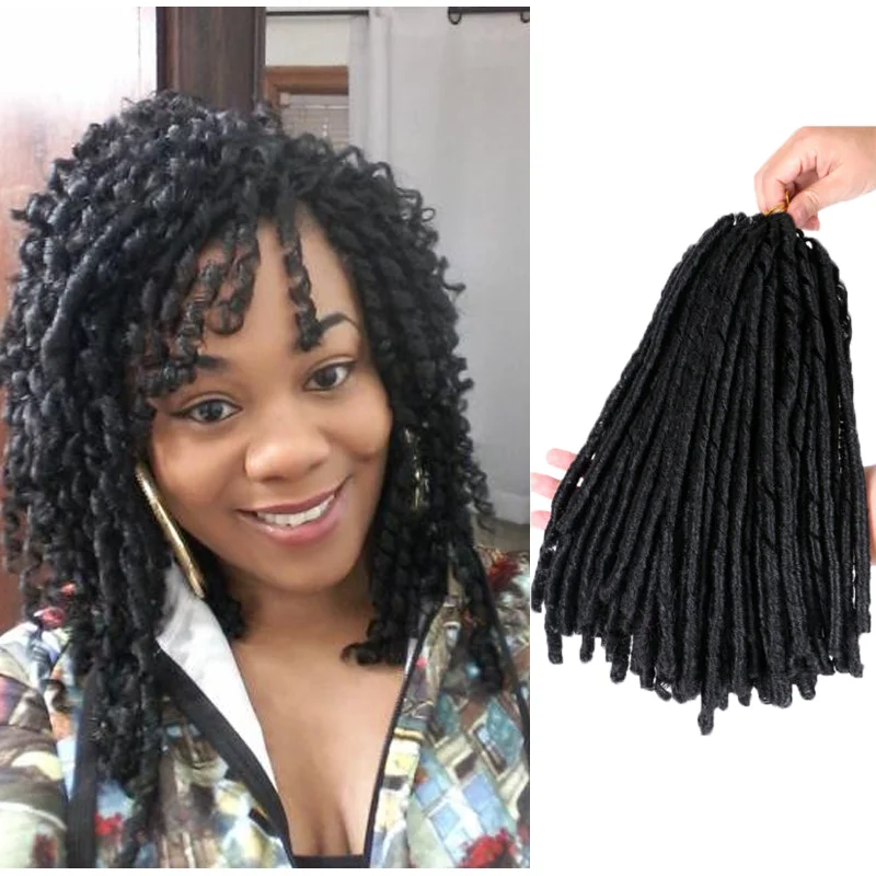 Synthetic14‘’Faux Locs Soft Braiding and Light Dreadlocks Crochet Braids Hair Extensions 15 strands/pack Saisity