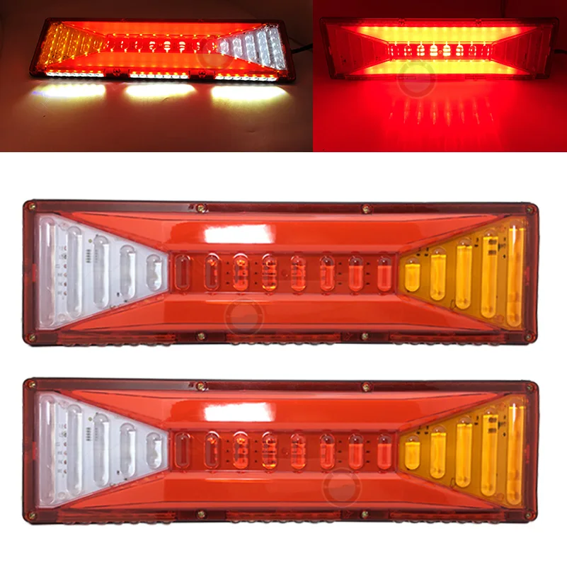 

2pcs universal Car Rear Tail Lights Brake Stop Light Turn Signal Light Revese Lamp for Trailer Caravan Truck Lorry 24V.