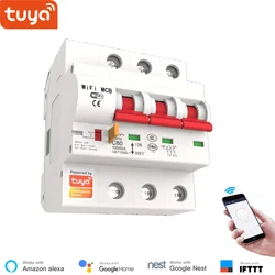 Tuya Smart 3P 16A-125A Remote Control WiFi Circuit Breaker/smart Switch/ Intelligent Automatic Recloser Alexa Goolge Compatible