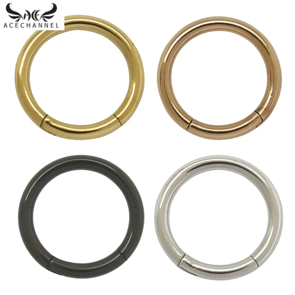 1.6mm thick 316l stainless steel hinged ring nose lips eyebrow navel hoop segment ring septum clicker earrings