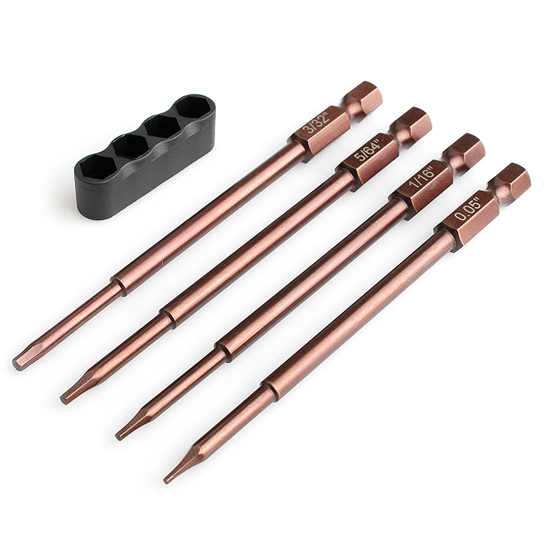 

KYX Racing RC Model Tools 4pcs Speed Hex Tool Tip Set 1/4 lnch Adapter(0.05", 1/16", 5/64", 3/32")