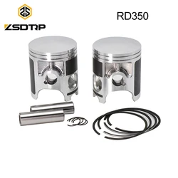 ZSDTRP RD350 Piston Kit Set Standard STD 64mm Motorcycle Cylinder Piston For YAMAHA RD350 1973 1974 1975 Cafe Racer Racing