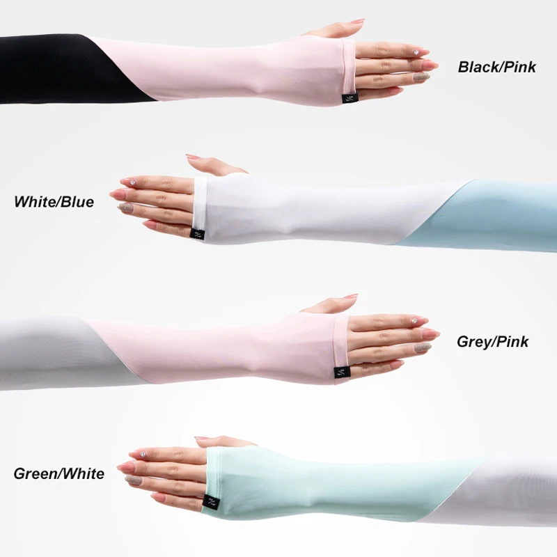 New Ladies Ice Sleeves Summer Fashion Anti-Ultraviolet Ice Silk Cool Feeling Arm Sleeves Sunscreen Outdoor Driving Riding UPF50+