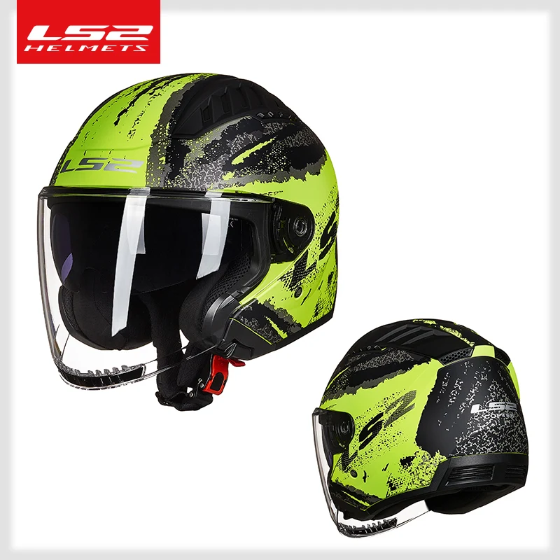 Originele LS2 Copter Retro Moto Rcycle Helm Met Dual Lens Scooter Man Vrouwen Vintage Capacete Ls2 Of600 Open Gezicht Casco moto