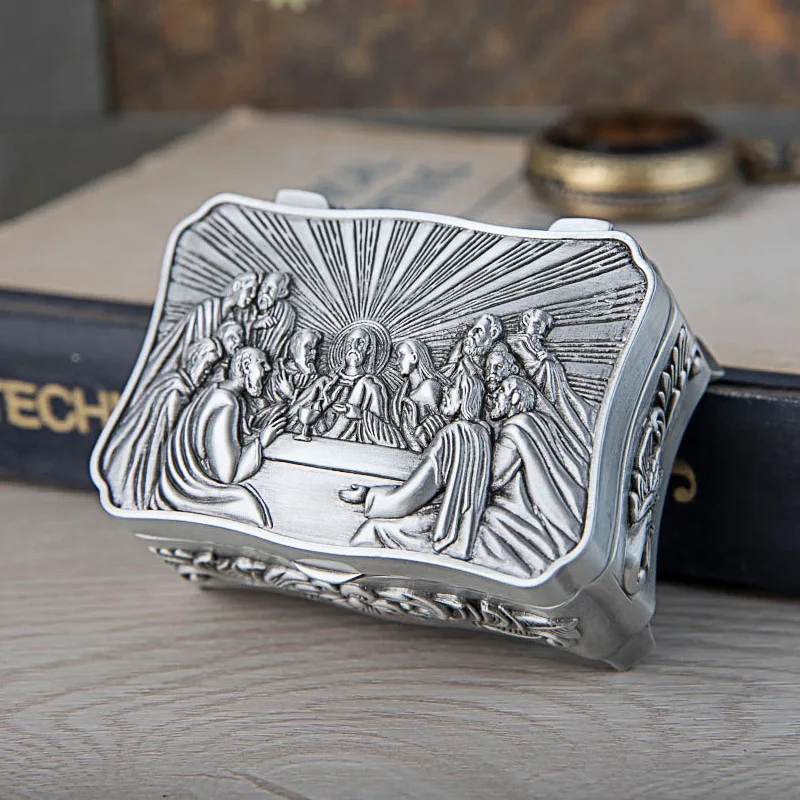 The Last Supper Theme Christian Trinket Jewelry Box Egyptian Gift Storage Case Home Art Craft Decoration Organizer Casket Chest