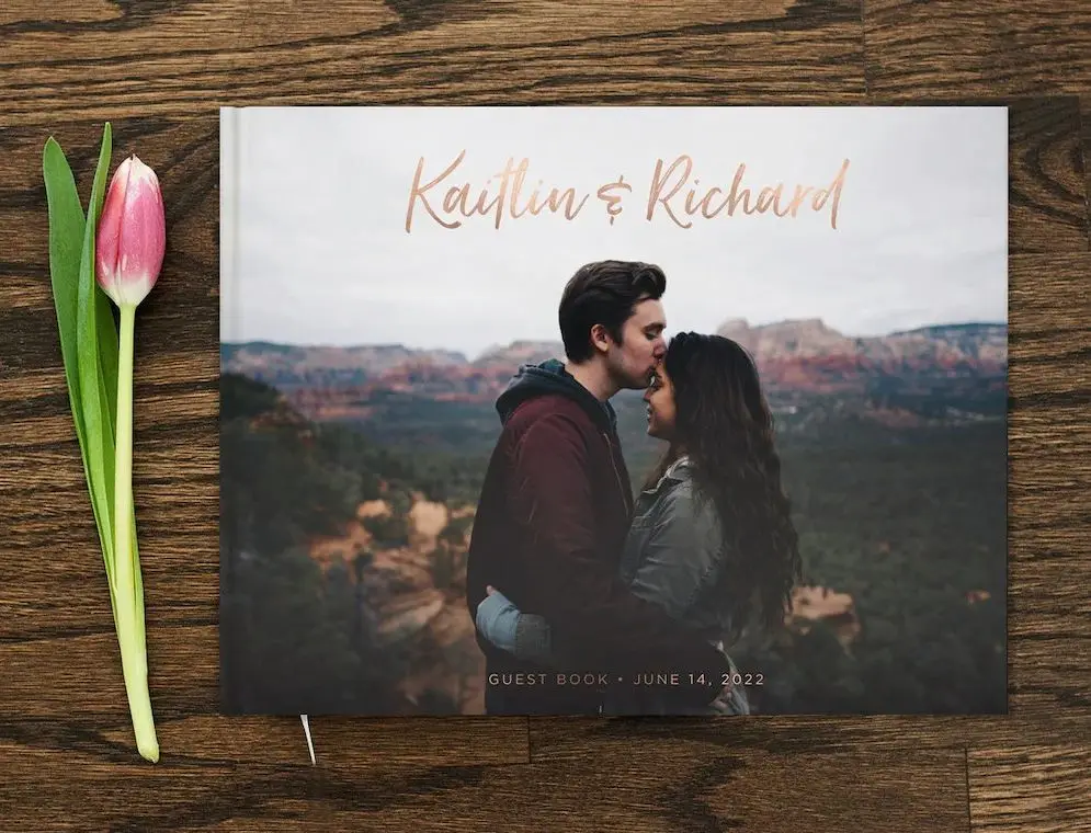

Photo Wedding Guest Book Wedding Guestbook Real Rose Gold Foil Custom Guest Book Wedding Gift Custom Photo Guestbook Alternative