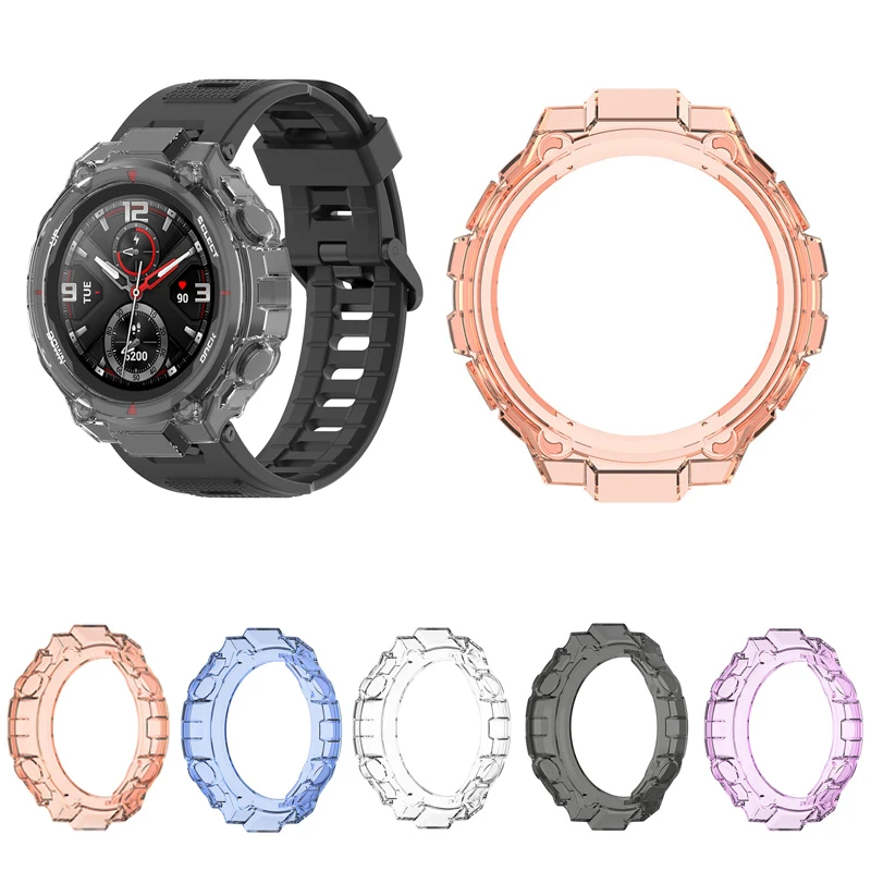 TPU Soft Glass Screen Protector Case Shell Full Edge Frame For Amazfit T-rex/Trex Pro Sport Smart Watch Protective Bumper Cover