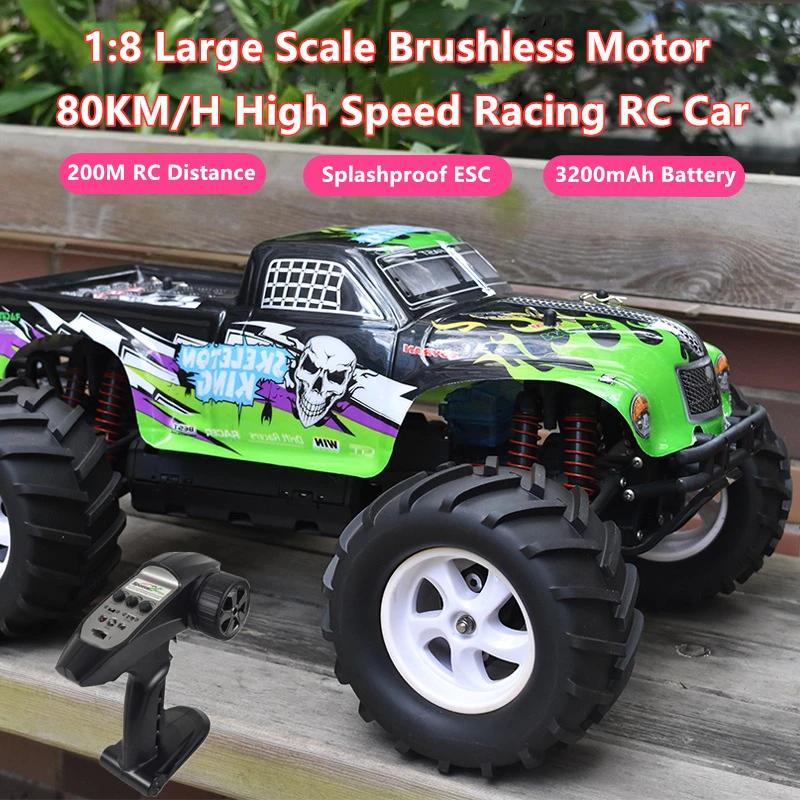 4WD Brushless Power RC Car 1: 8 Scale 80KM/H Multi-Terrain Cross-Country 200M Remote Control Electric High-Speed Racing Car Toy