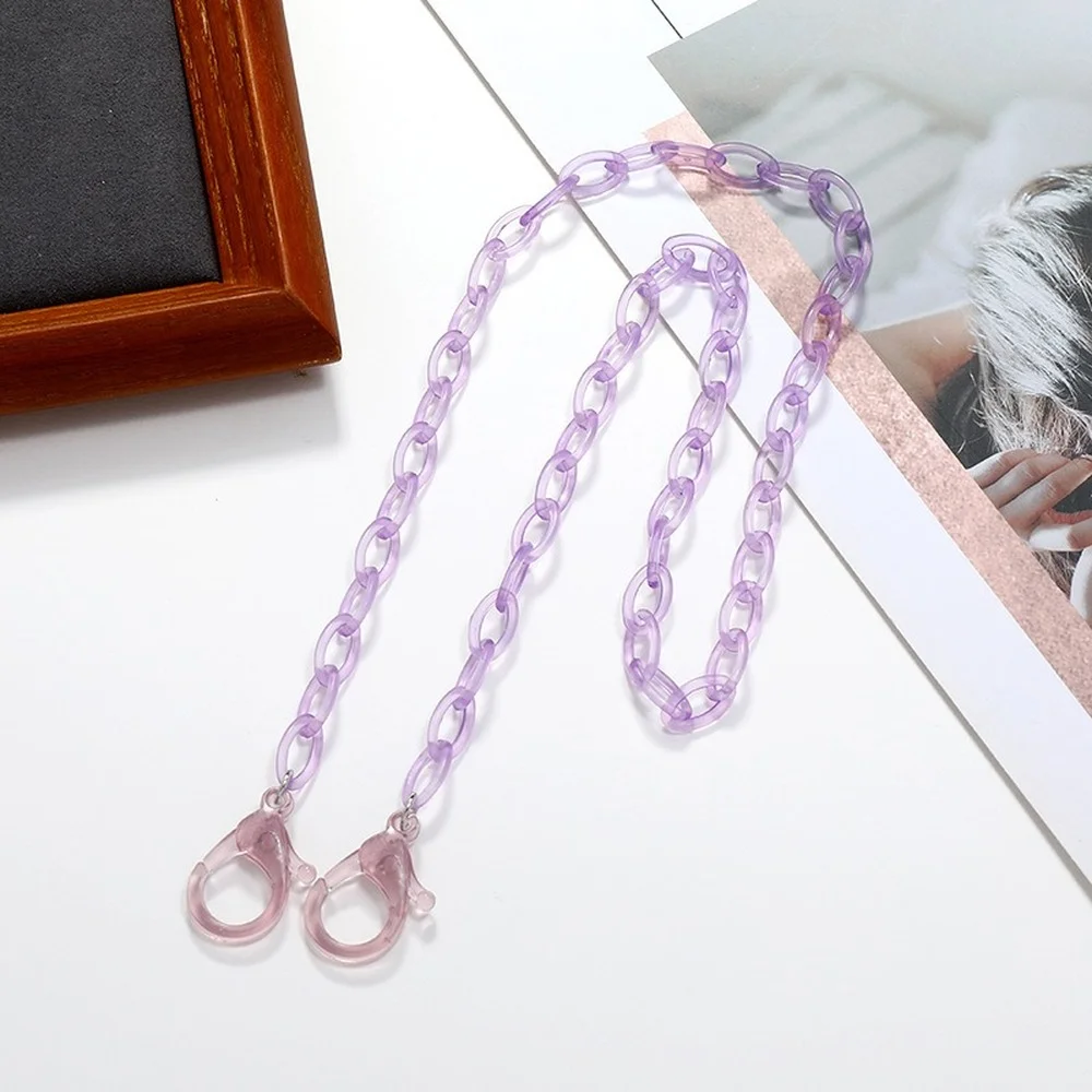 2023 Fashion Frosted Transparent Children Acrylic Mask Holder Lanyard Candy Color Non-slip New Mask Chain Neck Strap for Women