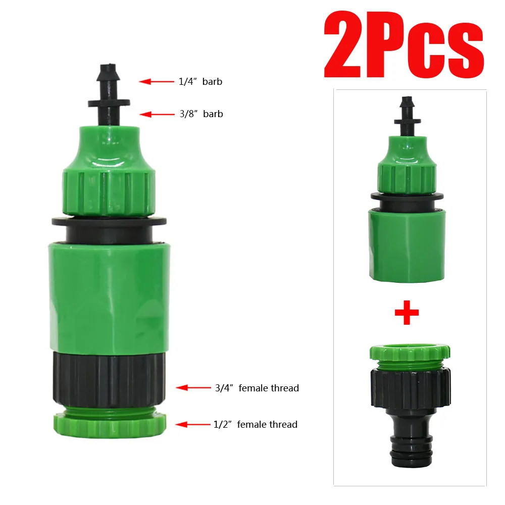 2 sztuki adaptera szybkie łączenie z 1/4 (ID 4mm) lub 3/8 \'\'(8mm) złącze kolczaste do nawadniania podlewanie ogrodu narzędzia ogrodnicze