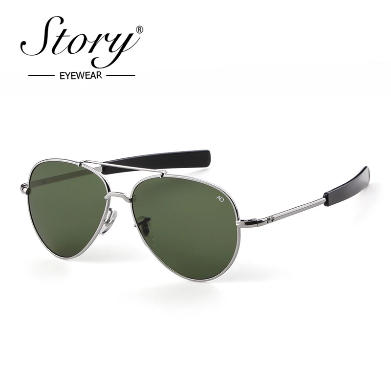 

STORY 2019 Fashion Army AO Sunglasses Men Brand Designer American Optical Glass Lenses Male Sun Glasses High Quality Mirror