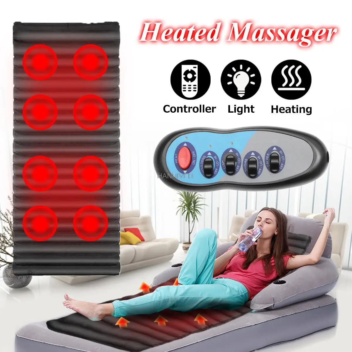 Electric Vibrator Massage Mat Mattress Full Body Heated Back Neck Massager Remote Control Cushion Sofa Bed Waist Cushion Mat