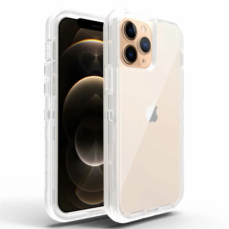 Для iPhone 12 Pro Heavy 3 в 1 противоударные армированные телефонные чехлы для iPhone 12 11 X XS Max XR 6s 7 8 Plus прозрачный защитный глянцевый чехол