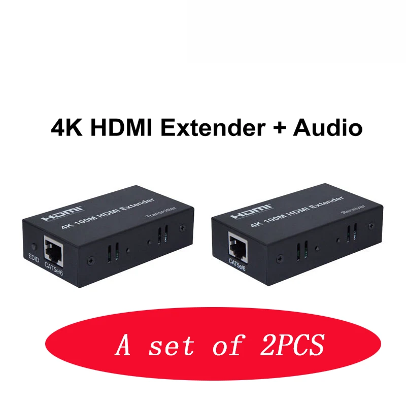 HD 4K 100M HDMI Extender RJ45 Ports to 100M HDMI 1.4 Extender Extension Over CAT 5e / 6 Cat5e/6 UTP LAN Ethernet Cable Converter