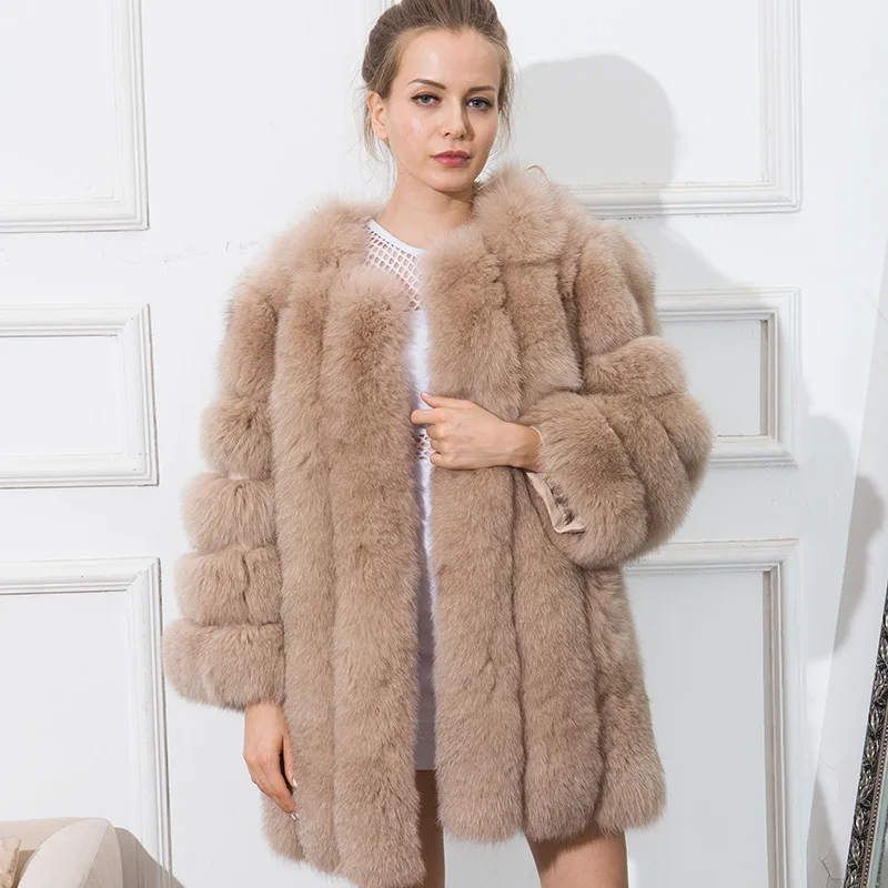 Hot Selling Womens Fur Coats Long Real Fox Fur Coat Winter Luxury Warm Coat High Quality New Style