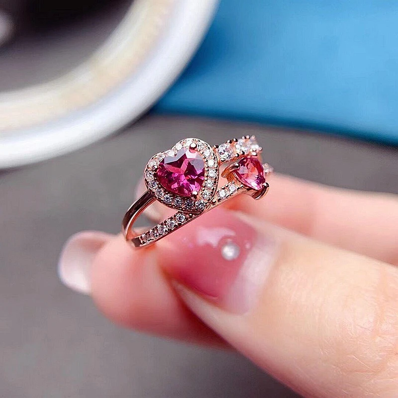 FS Fashion Natural Garnet Heart Shape Ring S925 Sterling Silver With Certificate Fine Charm Weddings Jewelry For Women MeiBaPJ