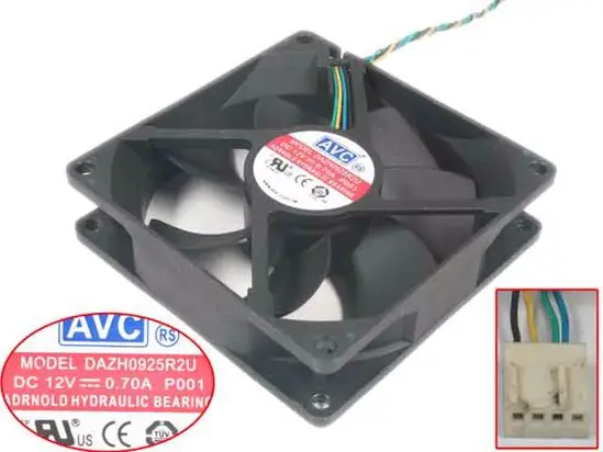 

AVC DAZH0925R2U P001 DC 12V 0.70A 90x90x25mm Server Cooling Fan