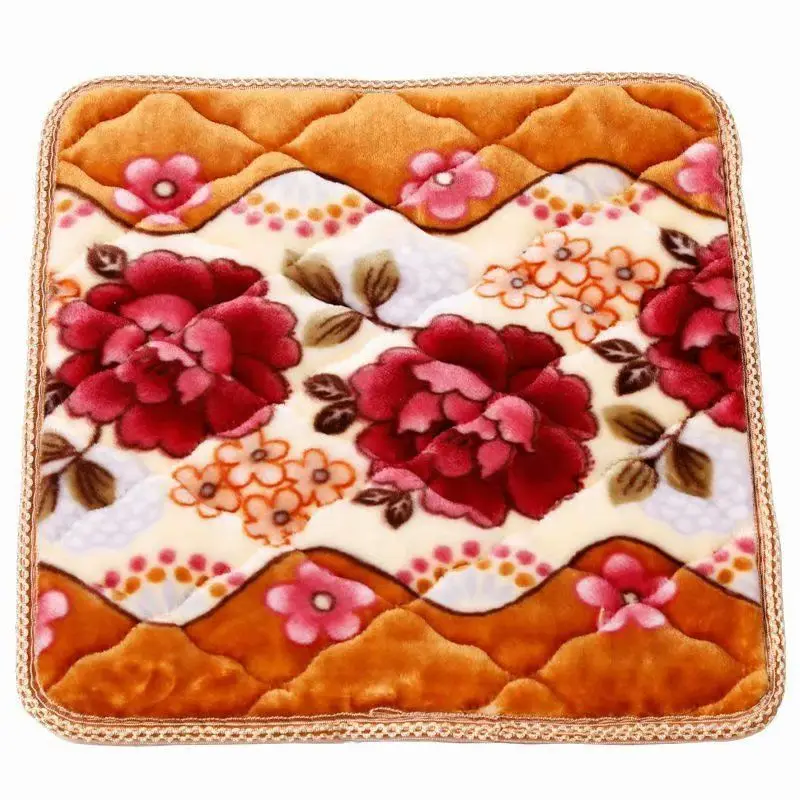 European-Style Printed Plush Seat Cushion, Rectangular Sofa Cushion,Breathable Non-Slip Chair Mat, Folding Tatami Stool,Seat Pad