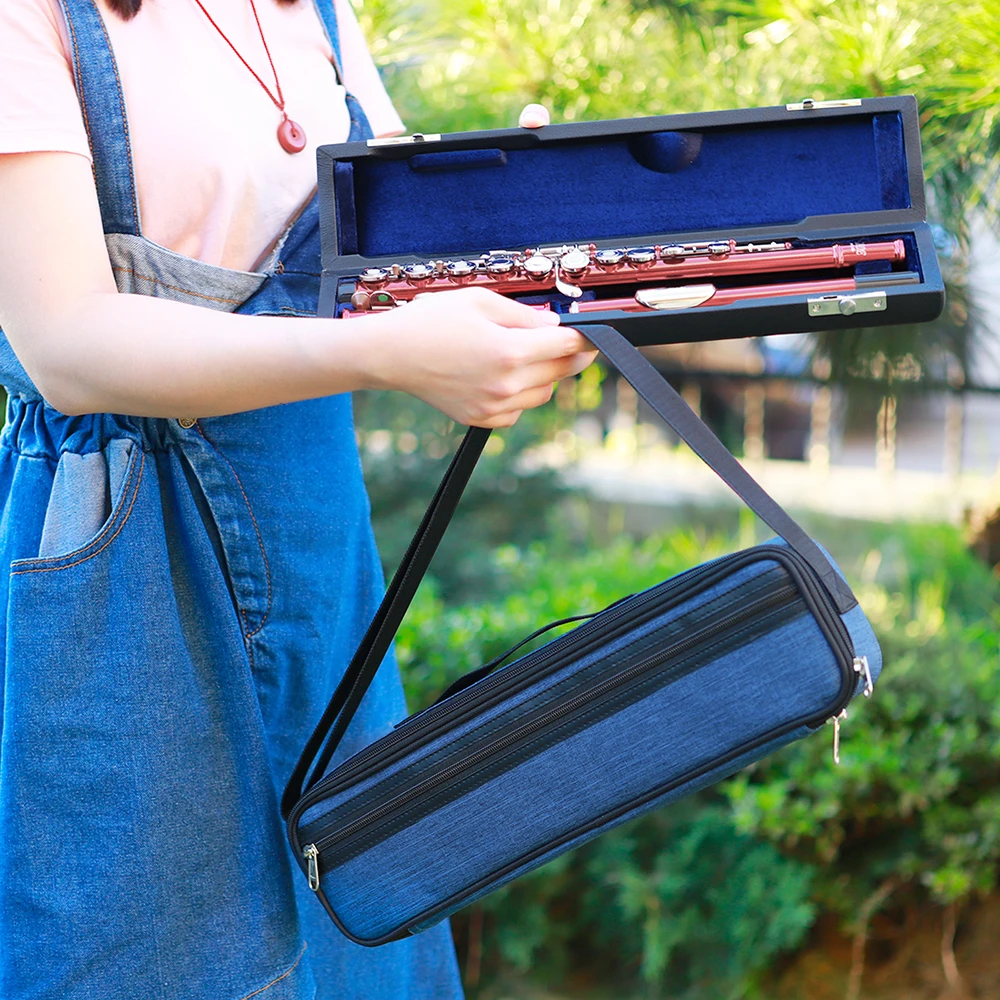 Caixa de couro portátil e bolsa Oxford, estojo macio, acessórios para instrumentos de sopro, presentes musicais acolchoados, 16 e 17 buracos