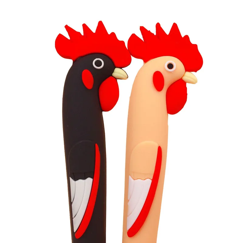 1PCS Cartoon Animal Full Silicone Gel Pen Cute Big Cock 0.5mm Black Ink Pen Novelty Kawaii Stationery Office Pretty Lovely Gifts