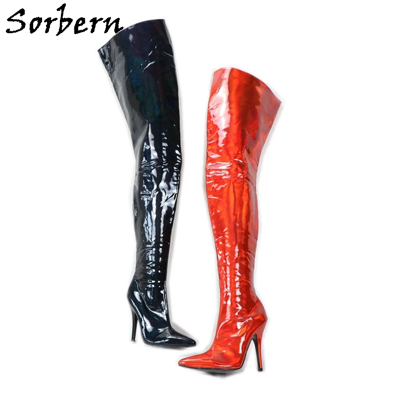 

Sorbern Holo Thick Boots Crotch Thigh High Women Gay Long Boots High Heel Stilettos Customized Wide Fit Slim Fit Boots Fashion