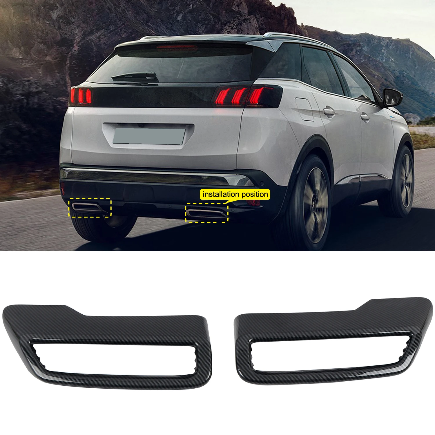 Fit For Peugeot 3008 5008 Allure Access 2017-20201 Car Accessories Rear Exhaust Muffler Tail Pipe Molding Cover Trim 2pcs