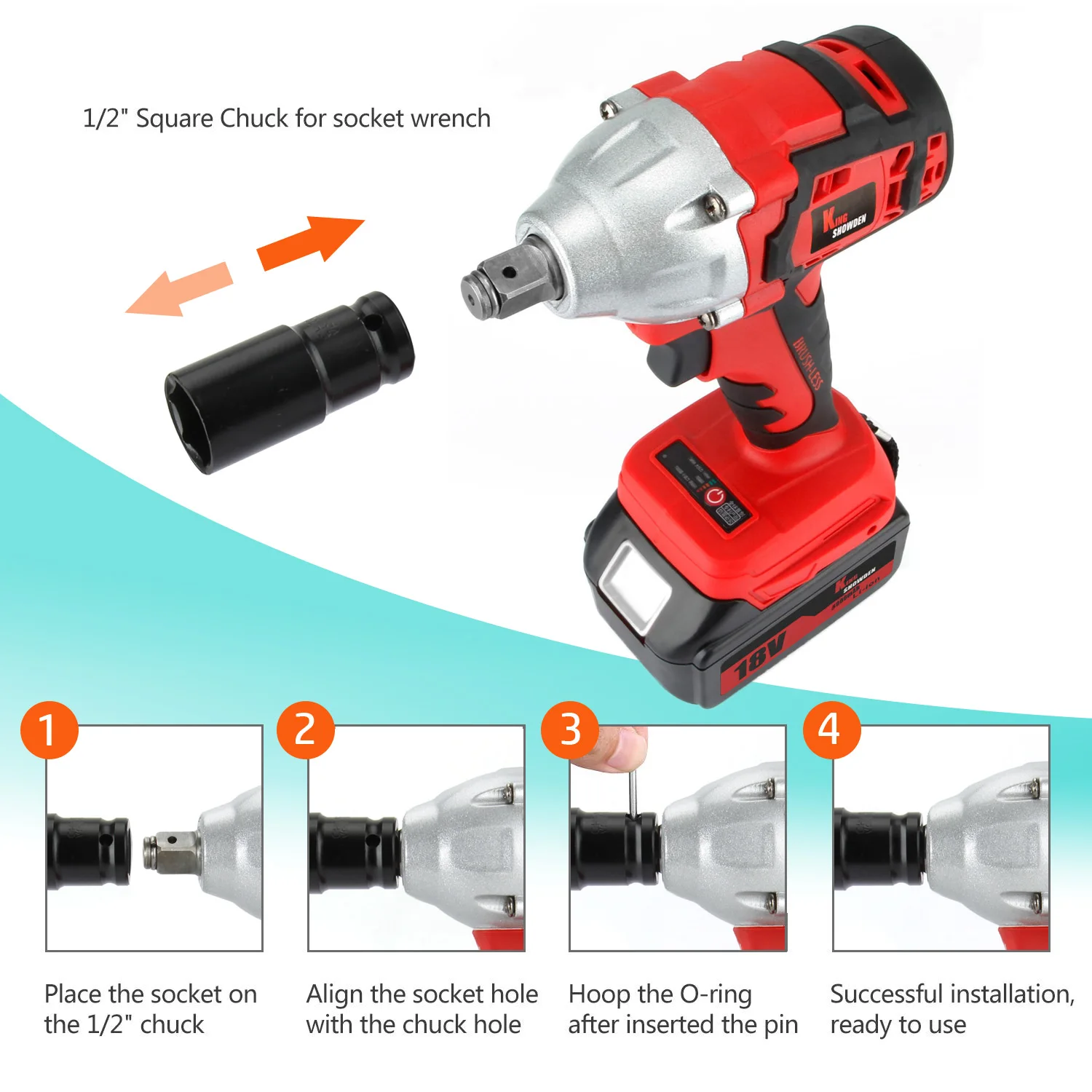 Brushless Impact Wrench Cordless Electric Screwdriver 520NM Accumulator Wrench Impact Drill Driver 1/2\