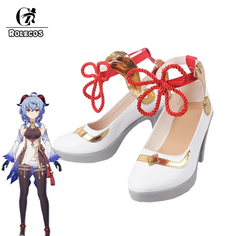 ROLECOS Game Genshin Impact Ganyu Cosplay Shoes Genshin Impact Cosplay Ganyu Shoes High-heeled Shoes Women Cosplay Shoes Game