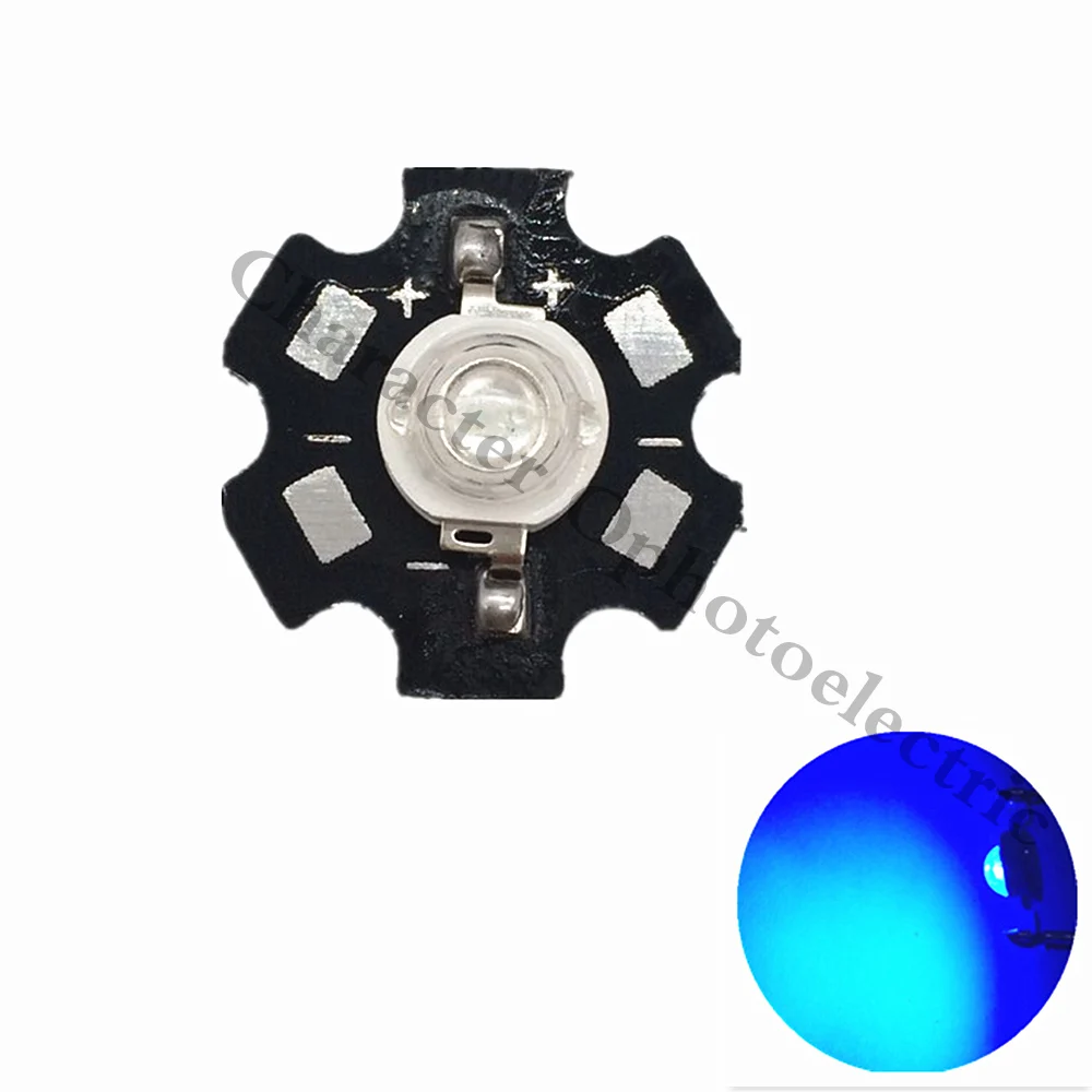 10-100 pcs 1W/3W Blue 465-470nm/ Royal Blue 445-455NM  High Power LED Emitter 700mA  with 20mm Star PCB