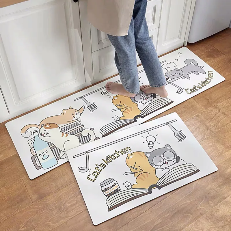 Creative Kitchen Mat Rug For Household Waterproof And Oil-proof Carpet Web Celebrity Non-slip Can Be Used To Scrub Floor Mats