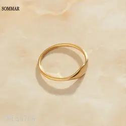 SOMMAR Hot sale! Gold color /stainless_steel color size 5 6 7 8 Lady Engagement rings CAMBERED surface ring men wedding