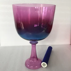 3rd Octave about 7 inch mixed color Crystal Singing Grail/chalice Perfect A note Third eye chakra in 432HZ Standard + a bag