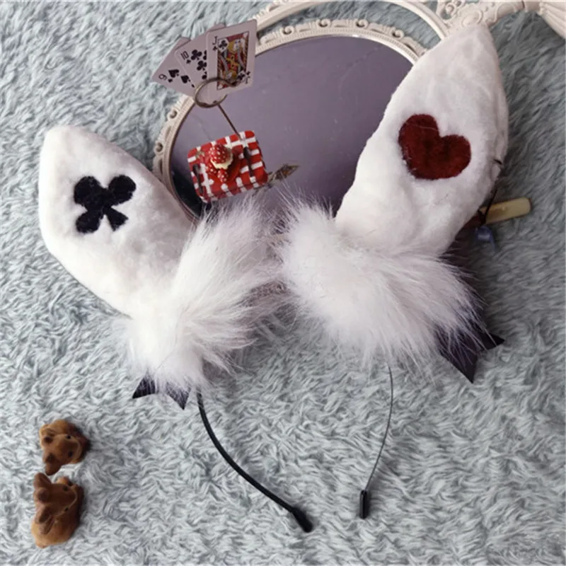 Handmade Rabbit Bunny Ears Hairhoop Cosplay DIY Ears Hairhoop Hairbands Headwear For Halloween Game Party Accessories