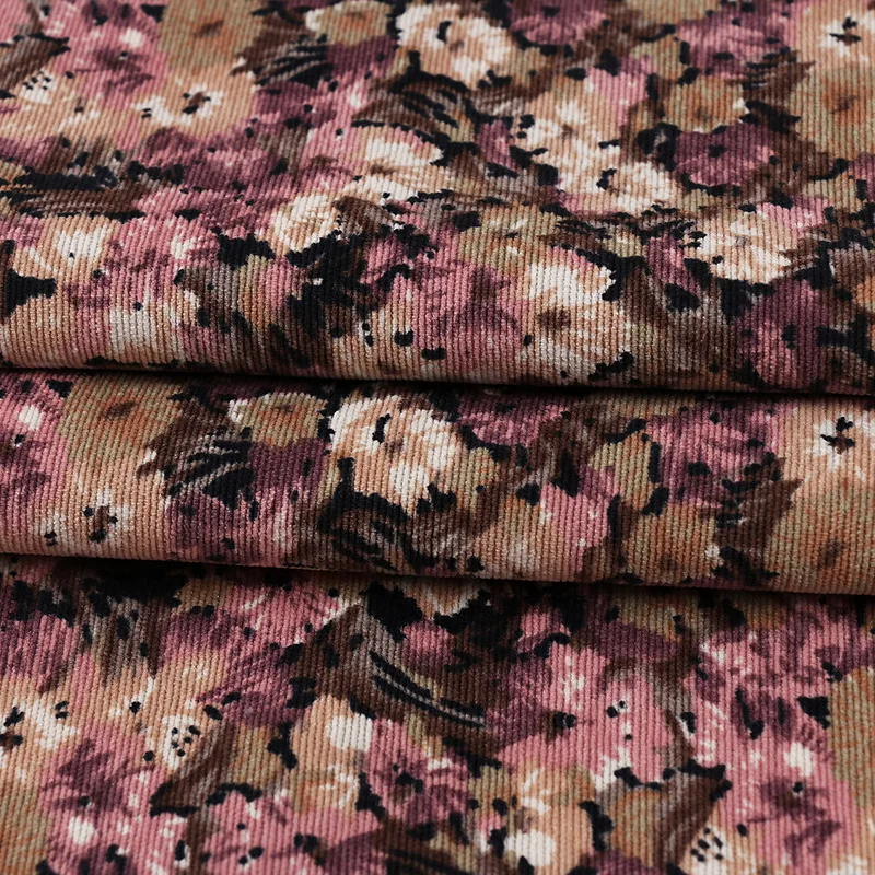 100*150cm Small Fresh Floral Printing Velvet Soft Corduroy Fabric For Diy Winter Shirts Dress Kid Clothing Curtain Sewing Fabric