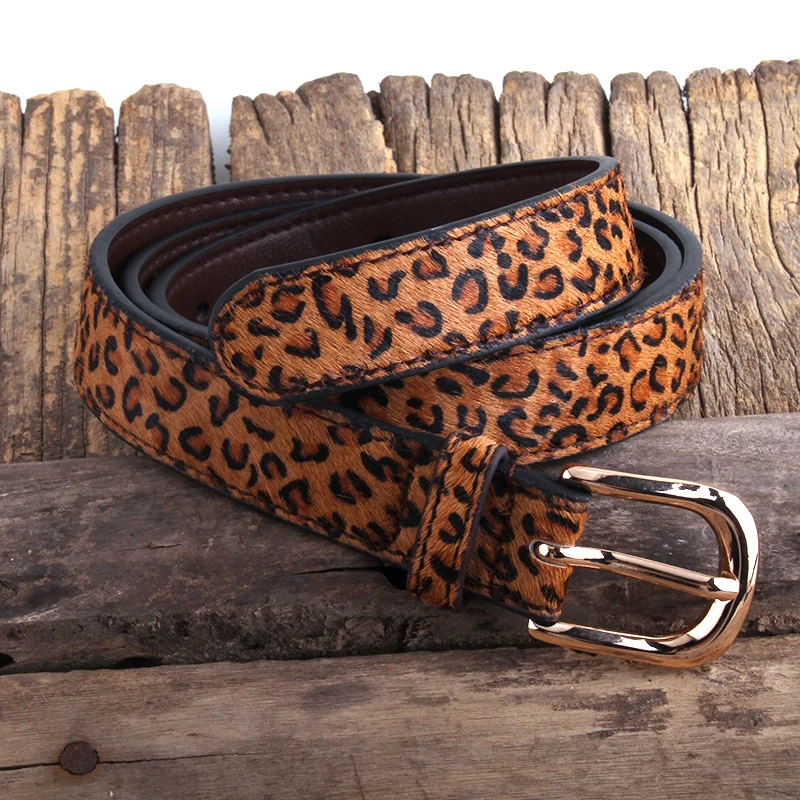 RH Fashion Leopard Spotted skórzany pasek z włosia końskiego oryginalne pasy skórzane damskie akcesoria prezent DropShipping