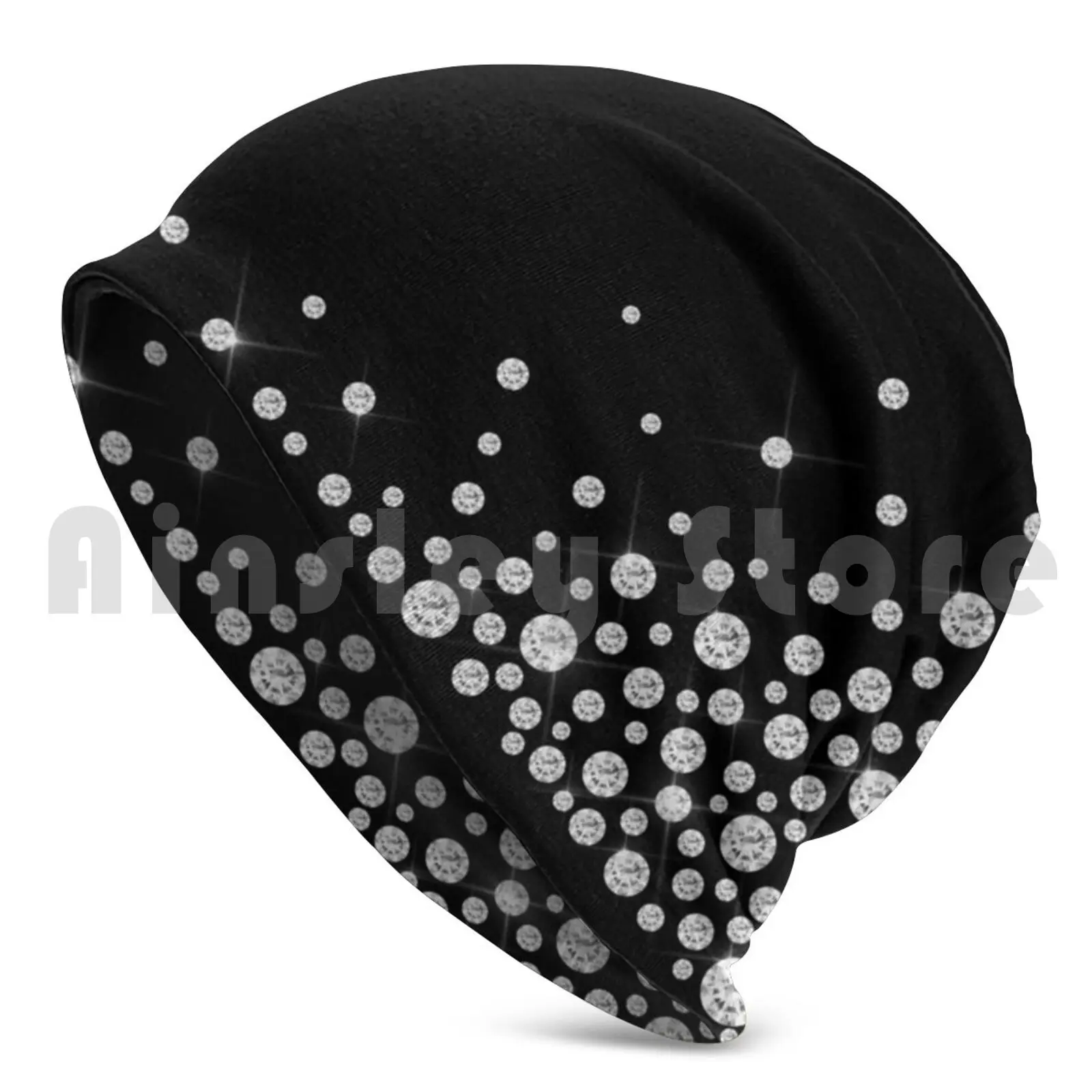 Diamond Corner Beanie Hedging Cap DIY Print Cushion Diamonds Sparkle Stars Night Sky Stars In The Sky Diamonds Are