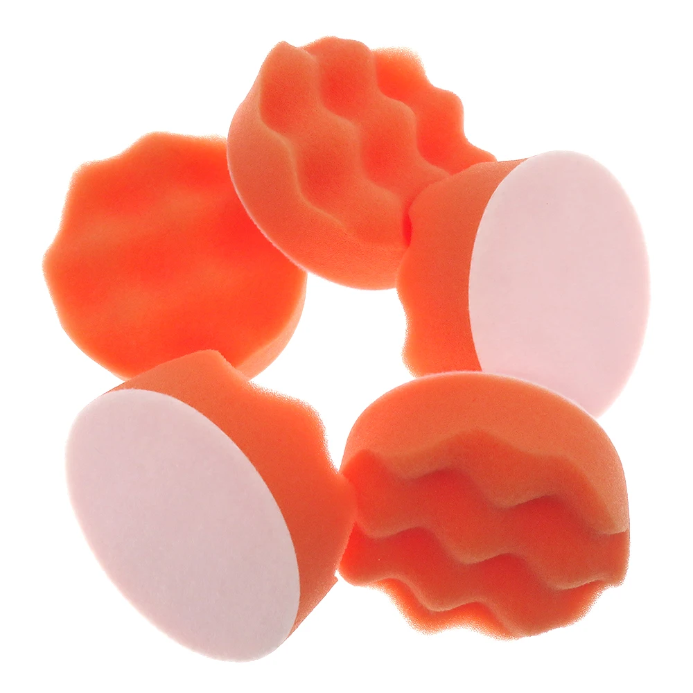 5Pcs 80MM Wave Buffing Orange Sponge Pad auto polishing kit Scouring Pad All Purpose for Car Bathroom Kitchen