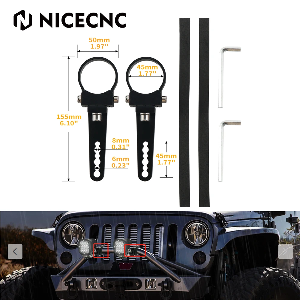 

NICECNC Bull Bar Roll Cage Tube Mount Bracket Clamps LED Light Bar Holder For Polaris Honda Yamaha Kawasaki KTM Can-Am ATV UTV