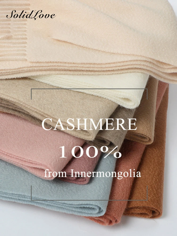 100% cachecol de caxemira feminino marca de luxo pashmina unissex masculino cor sólida quente outono inverno grosso real macio longo cachecóis de