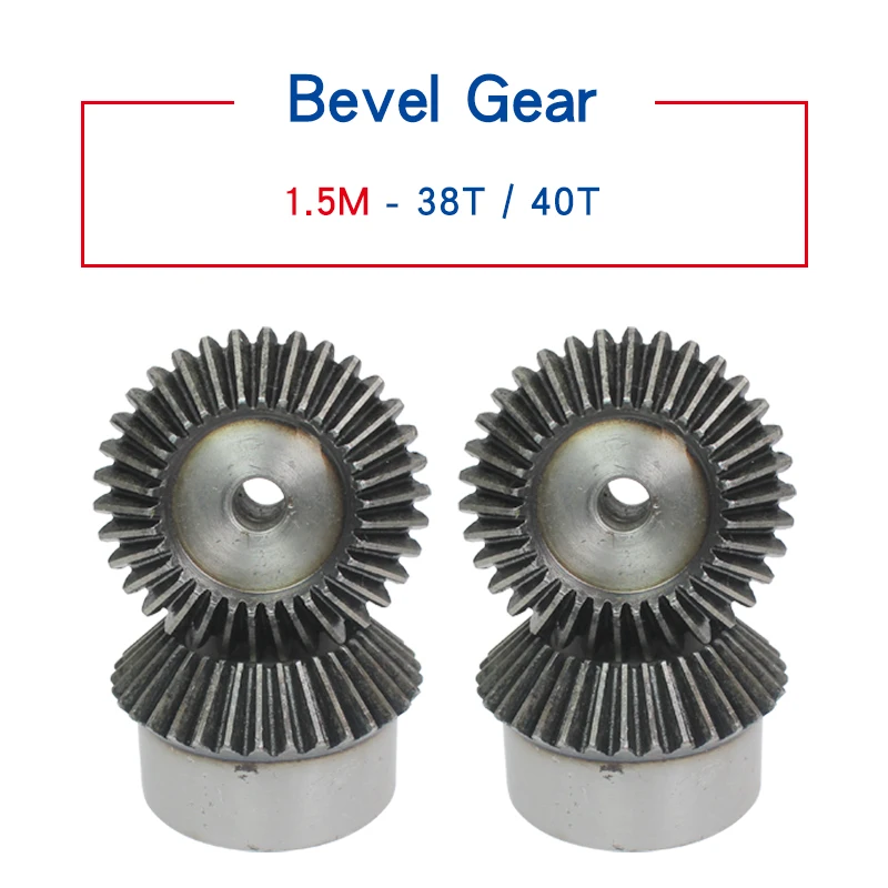 1 Piece Bevel Gear 1.5M38T/40T Gear 90 Degrees Meshing Angle Carbon Steel Transmission Ratio 1:1 Transmission Parts