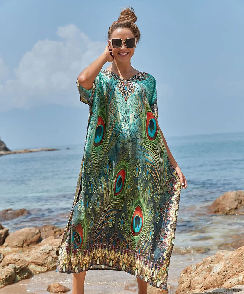 Easy Dry Beach Cover up Robe Plage Vestido Playa Beach Pareo Swimsuit cover up Beachwear 플러스 사이즈 수영복 여성 맥시 드레스