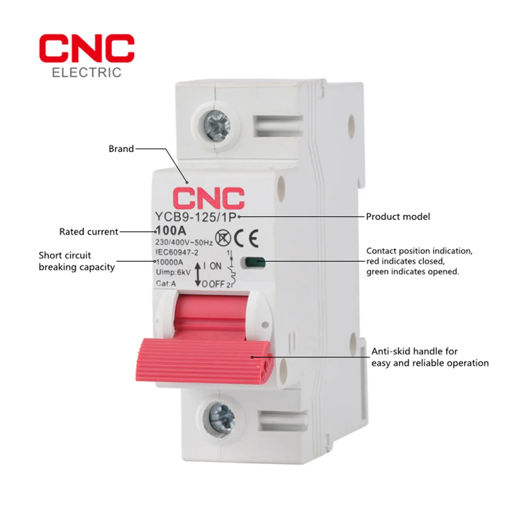 CNC 1P Miniature Circuit Breaker MCB Overload Protection Short Circuit Protection 63A 80A 100A