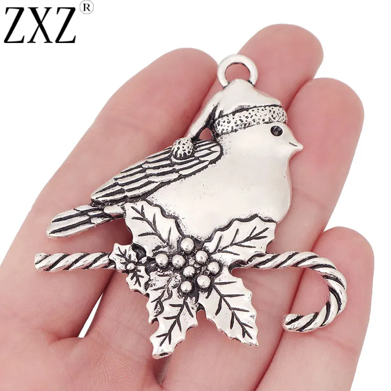 ZXZ 2pcs Tibetan Silver Large Bird Charms Pendants for Necklace Jewellery Making Accessories 62x59mm