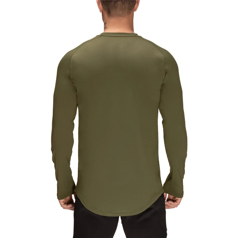 Mens Gym Fitness Running Training Casual Basic O-Neck T-Shirt Sporting Fashion  Comfortable Long Sleeve T-shirt