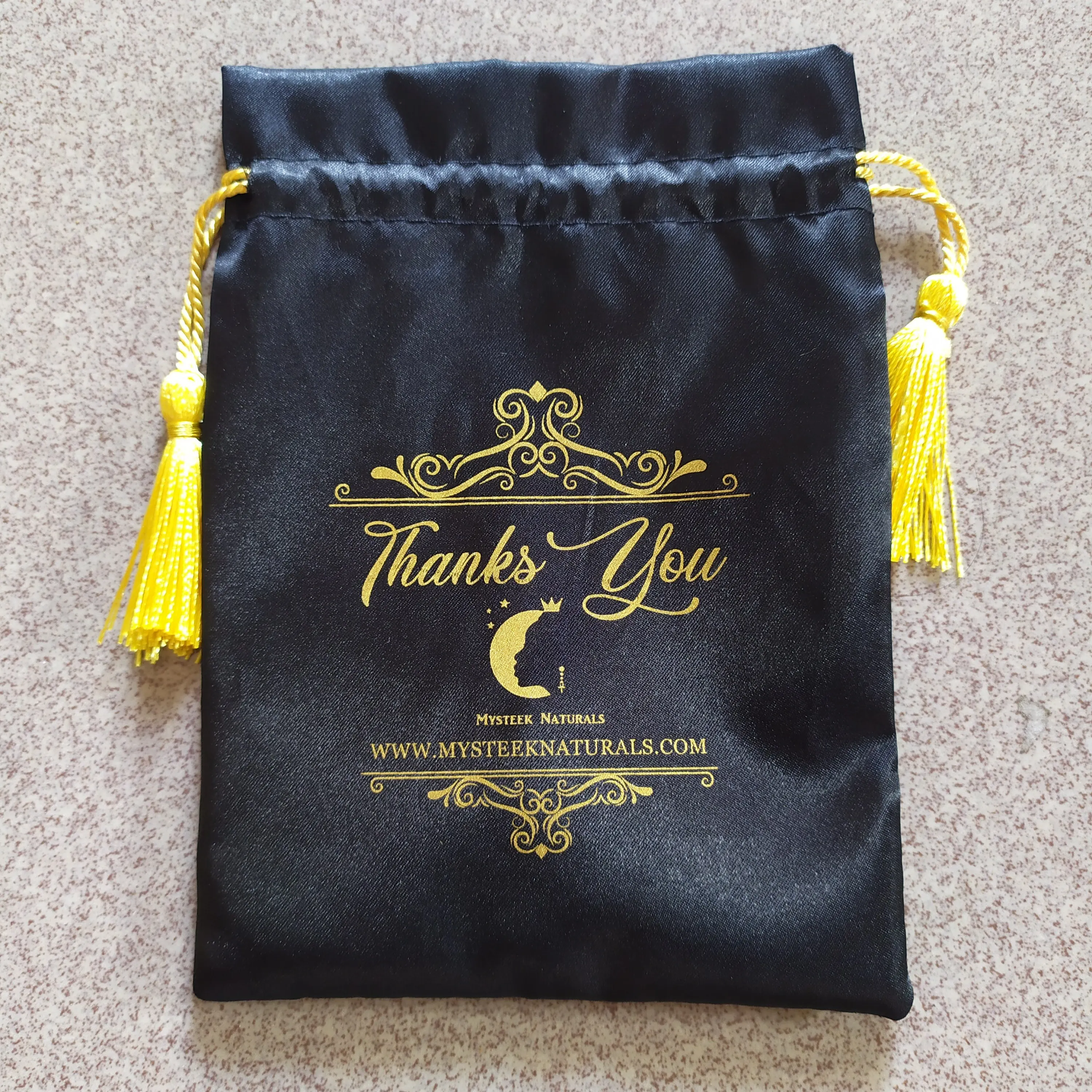 CBRL 13*18cm Satin drawstring jewelry pouches Satin gift bags with logo printing and tassels string