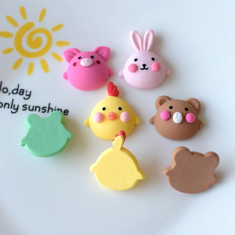 20Pcs Cartoon Rabbit Forg Chick Bear Flatback Resin Cabochon Scrapbooking Hair bow Center Embellishments DIY Phone Accessories