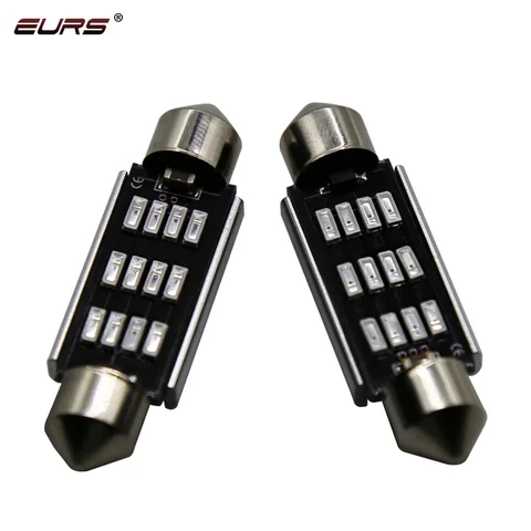 EURS 10PCS Festoon 31 мм 36 мм 39 мм 41 мм Светодиодная лампа 4014 12SMD Canbus No Error Авто Внутренняя лампа Синий Красный Зеленый 12 В 24 В