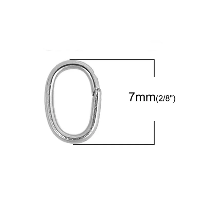 304 Stainless Steel Opened Jump Rings  Silver Color  Oval Circle Rings For Diy Jewelry Findings 7mm( 2/8