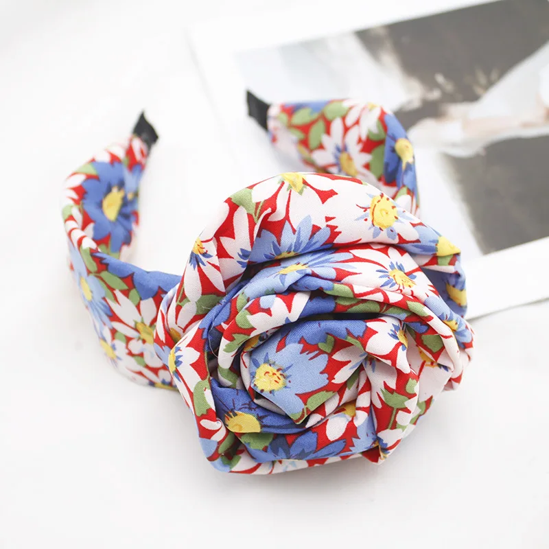 Vintage Bohemian  Rose Flower Satin Hairband Headband Headwear Hair Accessories