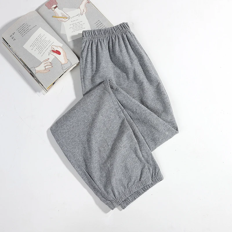 Autumn Winter New Women Solid Color Sleep Pants Knitted Cotton Home Wear Pajama Pants Women Long Pants